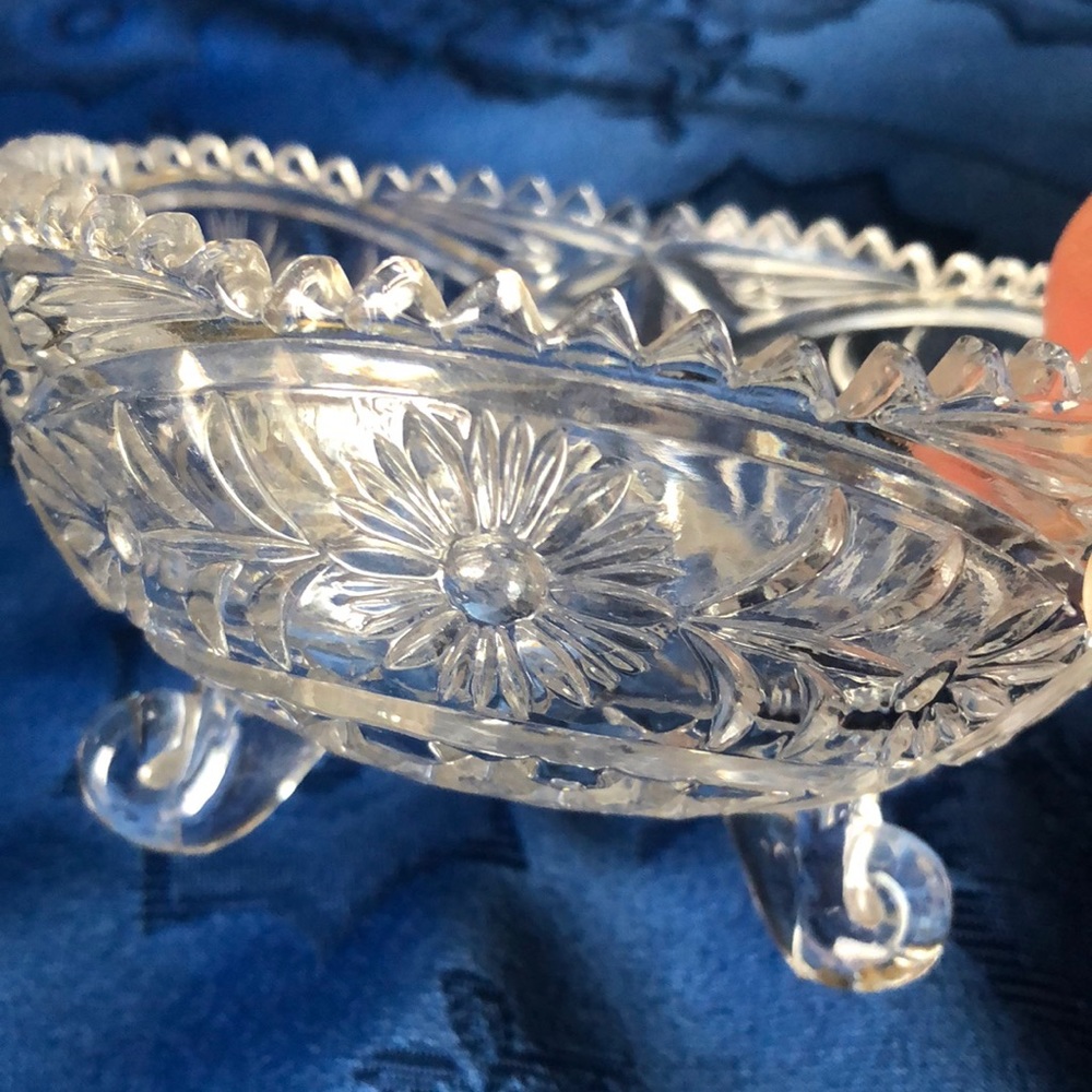 Vintage Chrystal Footed Candy Dish 4.5” diameter